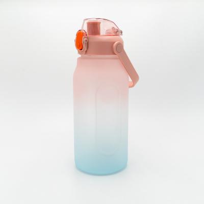 China Large Capacity Straw Sustainable Sports Cups High Level Fitness Outdoor Mugs Color Kettle Frosted Gradient Motivational Water Bottle for sale