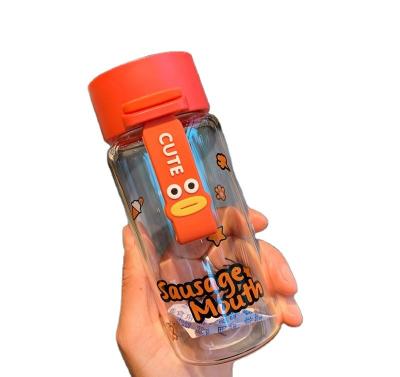 China Mini cartoon bottles 180ml water bottle female cute portable transparent student creative personality children cup viable INS glass for sale