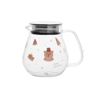 China High Borosilicate Glass Teapot Household Kettle Sustainable Earthenware Heat Resistant Transparent Electric Kettle Japanese Christmas Flower for sale