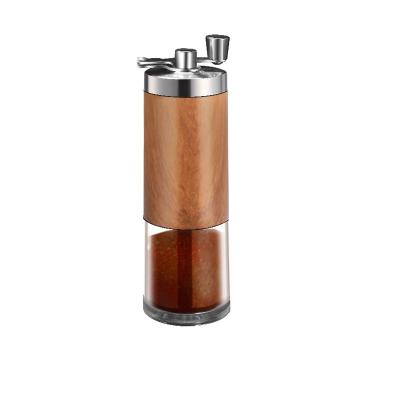 China Sustainable Manual Portable Stainless Wood Grain Coffee Grinder Steel Hand Grinder for sale