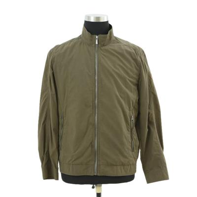 China Good Supplier Windproof Enzyme Washed Hoodless Stance Collar Olive Green Army Jacket Men With Inside Pockets for sale