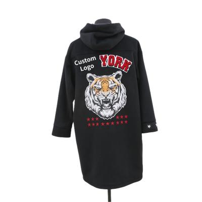 China Factory Direct Supply Warm Breathable Casual And Office Wear Melton Wool Black Ditch Coat With Big Tiger Embroidery for sale