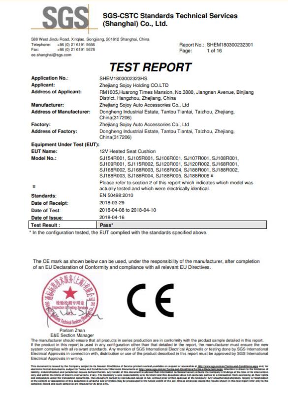 CE - Zhejiang Sojoy Holding Co., Ltd.