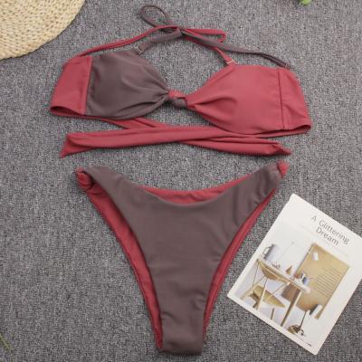 China New breathable arival knots tie up summer new solid design swimwear swimwear swimsuit for sale