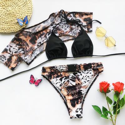 China New Arrival Breathable 2020 3 Piece Mesh Thong Brazilian Swimwear Bikini Two Piece Set for sale