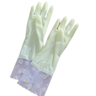 China Lengthen - Dish Cleaning Washing Gloves - Rubber Style Long Laundry Gloves - Kitchen Gloves with Velvet Harness for sale