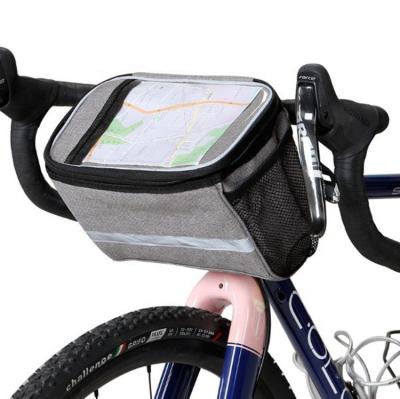 China Wholesale Bicycle Basket Handlebar Recycling Cooler Bag With Ribbon Gray Reflective Stripe for sale