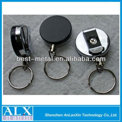 China ABS Silver Color Metal Retractable Reel with Belt Clip, Belt Buckle Clasp and Key Ring for Key/ID/Nurse Badge with Co for sale