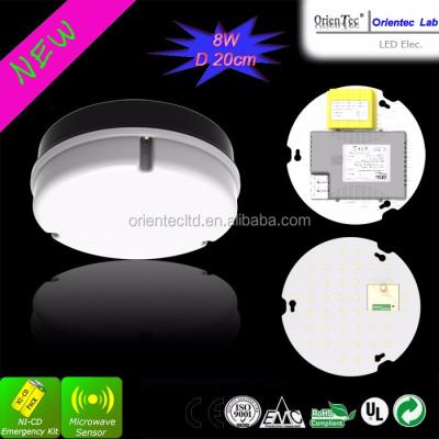 China OT-HCB-40EMC Outdoor Mounted LED 720LM IP65 4000K 8W Led Clamped Bulkhead Light With Corridor Function for sale