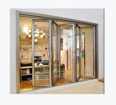 China Modern luxury aluminum bi folding door and aluminum profile doors for villa aluminum alloy private folding door for sale