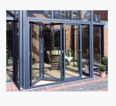 China Modern luxury aluminum bi folding door and aluminum profile doors for villa aluminum alloy private folding door for sale