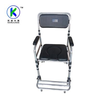 China Supplier Height Adjustable Toilet Commode Black Wheelchair Foldable Commode Chair zu verkaufen