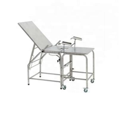 China Hospital Clinic Hot Sale CE Approved Stainless Steel Economical Manual Delivery Bed for sale