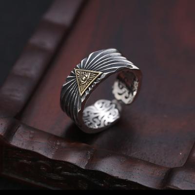 China Men's Eye of God Ring Trend Vintage Handmade Ring MAXEEY CLASSIC Men's Jewelry Opening Ring Adjustable Size for sale