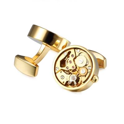 China Maxery Movement Cufflinks French High End Light Luxury Mens Round Brass Mechanical Mechanical Watch Cuff Links Shirt Business Cufflinks for sale