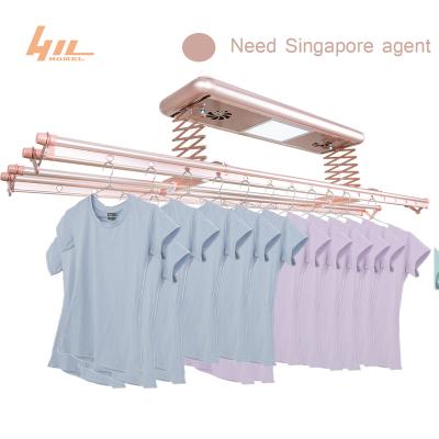 China 2020 New Smooth Effortless Clothes Drying Rack Stainless Steel Automatic Clothes Drying Rack Retractable Clothes Rack for sale