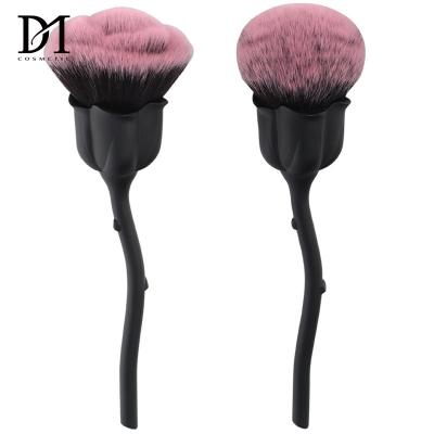 China Angular Blush Manufacturer OEM Factory Cosmetic Brush Plastic Handle Black Rose Flower Makeup Brush for sale