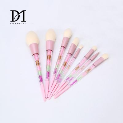 China Angular Blush Hot Selling 8Pcs Glitter Makeup Brush Set Bling Crystal Transparent Handle Diamond Makeup Brush Set With White Fiber Hair for sale