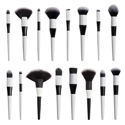 China Angular Blush 12pcs Synthetic Hair Professional Makeup Brushes Delicate Cosmetic Make Up Brush Set Black And White for sale