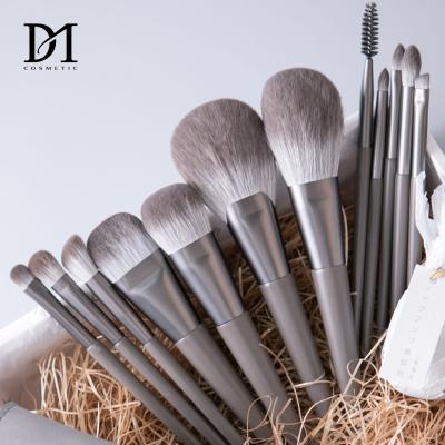 China Angular Blush Gray Hair Aluminum Ferrule Makeup Brush Microcrystalline Fiber 12pcs Smart Makeup Brush OEM Eye Makeup Brush for sale