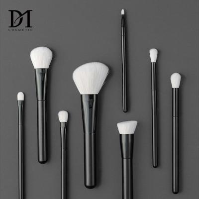 China Angular Blush DM 8pcs Portable New Style Make Up Brush Shinning Black Professional Makeup Brushes With Goat Hair for sale