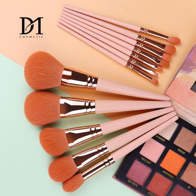 China Angular Blush Free Sample Pink Makeup Brush Set Custom Logo Women Makeup Tools DIY Makeup Brush Set for sale