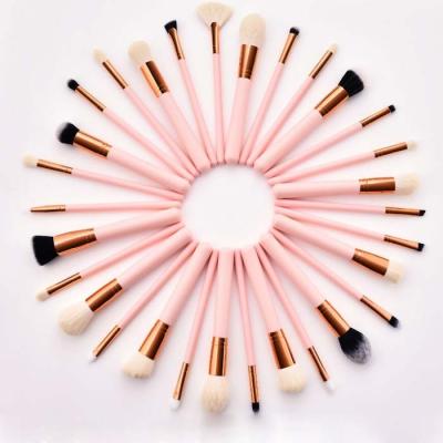 China Angular Blush Rose Tube Handle 30 Piece Base Makeup Brush Organizer Synthetic Bristle Makeup Brush Manufacturers for sale