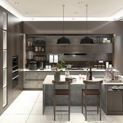 China High End Environmentally Friendly/Durable Italian Cabinet Gray Kitchen Style Design Closet Cabinets With Quartz Countertops for sale