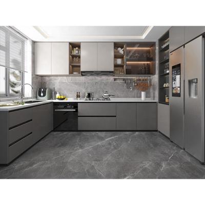 China Environmental Friendly / Durable 304 Stainless Steel High Gloss Furniture 3D Gray Powder Coating Kitchen Cabinet Kitchen Cabinet Set for sale