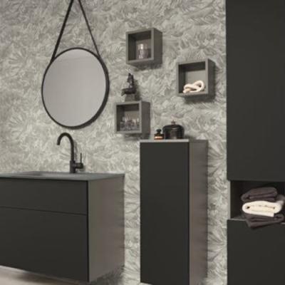 China Luxury Black Bathroom Cabinet Combined Environmental Friendly/Durable Vanity Set Hotel Bathroom Mueble Bano Design for sale