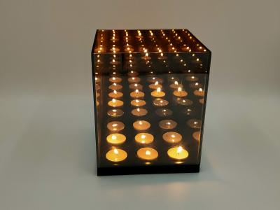 China Home Hot Sale Modern Style Glass Candle Holder Square Decoration Coated Candlestick for sale