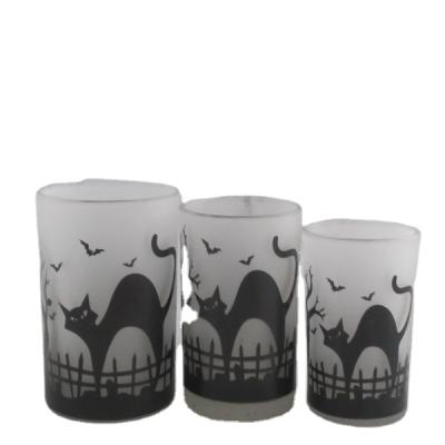 China Home Decoration Candle Glass Cup With OEM Design, Wholesale Glass Votive Candle Holders For Halloween for sale