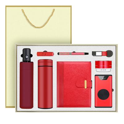 China Viable Custom Top PU Leather Notebook Gift Set Fashion Design Wedding Diary Gift Set With Vacuum & Drive & USB Metal Cup Pen for sale