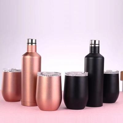 China Sustainable Stainless Steel Wine Beer Bottle Egg Shaped Tumbler Thermos Flasks With Lid Gift Box Set Insulated Vacuum Mug Double Wall. for sale