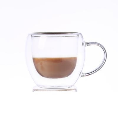 China Modern Viable Clear Glass Wine Cappuccino Coffee Tea Cups Sublimation Double Wall 250ml Double Tumbler Drinking Cup For Anniversary Gifts for sale