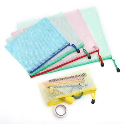 China YIHENG Smooth Writing A4 Portable Waterproof Plastic Document Storage Bag Folder B4/A4/B5/A5/A6 Mesh PVC Zipper for sale