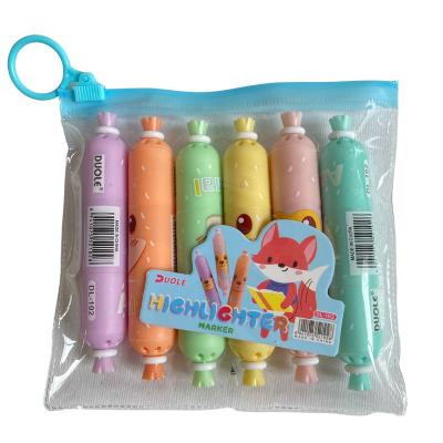 China YIHENG Mini Sausage Plastic Princess Fancy Sweet Writing Comics Multi Color Pen Combo Marker Pen Set Highlighter Bar Set for sale