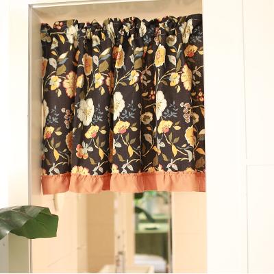 China Wholesale Luxury Linen Insulated Shade Window Drapes Cotton Half Flower Printing Fabric Curtain for sale