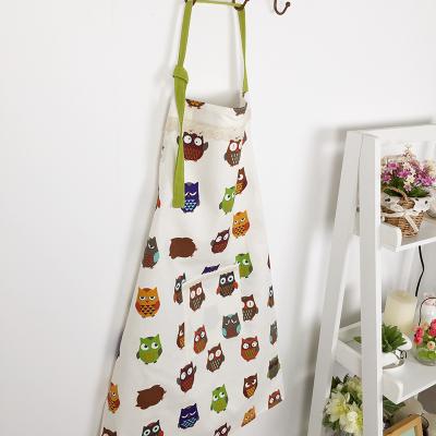 China Eco-friendly Custom Printed Pattern Cotton Linen Kitchen Apron Cartoon Cotton Apron for sale