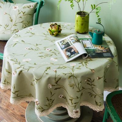 China Factory modern high quality round tablecloth printing luxury cotton lace table cover for home hotel for sale