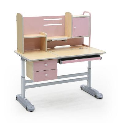 China Cute New Design Modern Wooden Adjustable Desk Study Table Pink for Kids Children Study at Home for sale