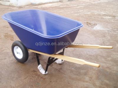 China Wooden handle plastic agricultural wheelbarrow, garden wheel barrow tools for sale