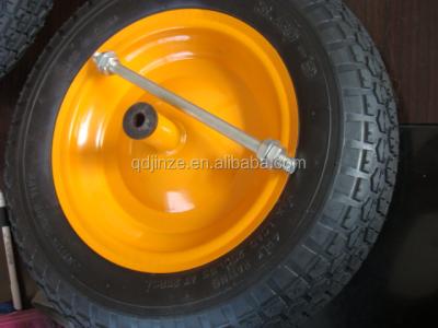 China Heavy duty rubber tire wheelbarrow wheels with alxe, axle for wheelbarrow 3.50-8, 4.00-8 for sale