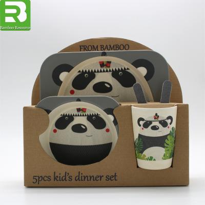 China 2020 Wholesale 5 Pcs Kids Stocked Bamboo Dinner Set /bamboo Fiber Tableware With Customized Printing Design for sale