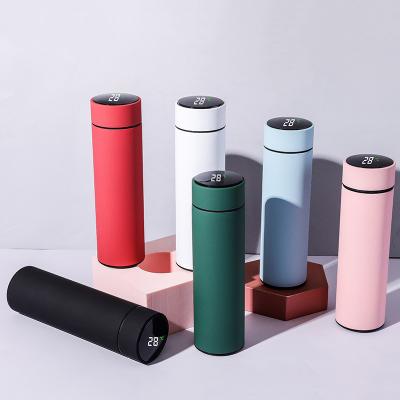 China Viable Dual Wall Thermo Time Marker Reminder Designer With Led Temperature Display Vacuum Flask Smart Stainless Steel Water Bottle for sale