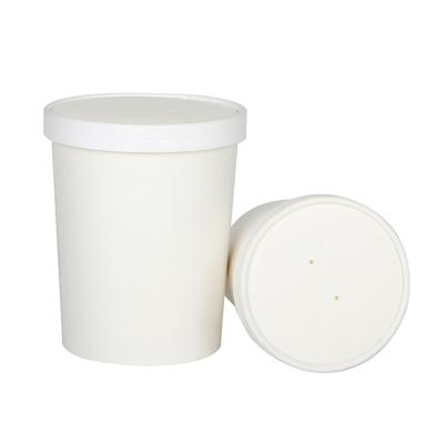 China Customized 8/12/16/26/32oz Disposable White Paperboard Takeout Packaging Barrel Disposable Food Packaging Takeout Bowl for sale