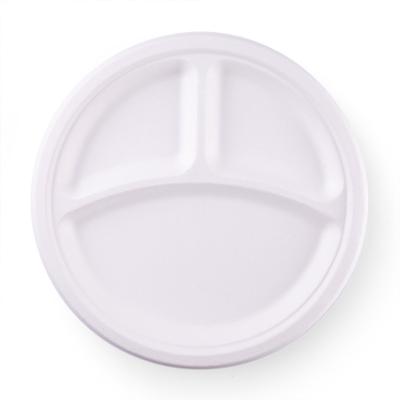 China Biodegradable Custom Logo Disposable Round Sugarcane Pulp Food Container Dishes for sale