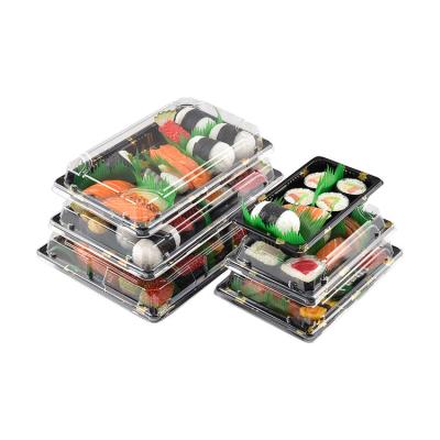 China Plastic Disposable Rectangular Seal Sushi PS Transparent Cover Disposable Customized Takeout Box OPS for sale