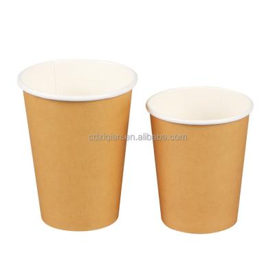 China Disposable 8oz/12oz Cardboard Kraft Paper Custom White Color PE Coated Coffee Milk Tea Soy Milk Beverage Catering Paper Cups With Lid for sale