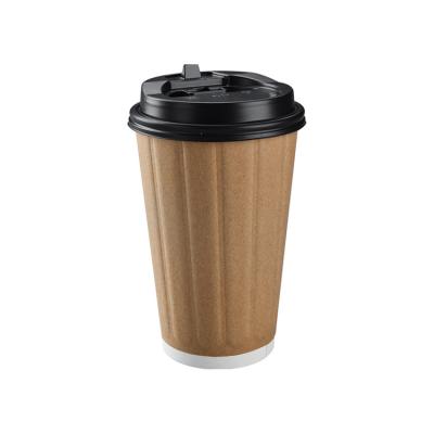 China Customized Logo Pattern Corrugated Paper Coffee Disposable Concave-convex Tea Thickened Anti-scalding Hot Drink Cup With Lid for sale